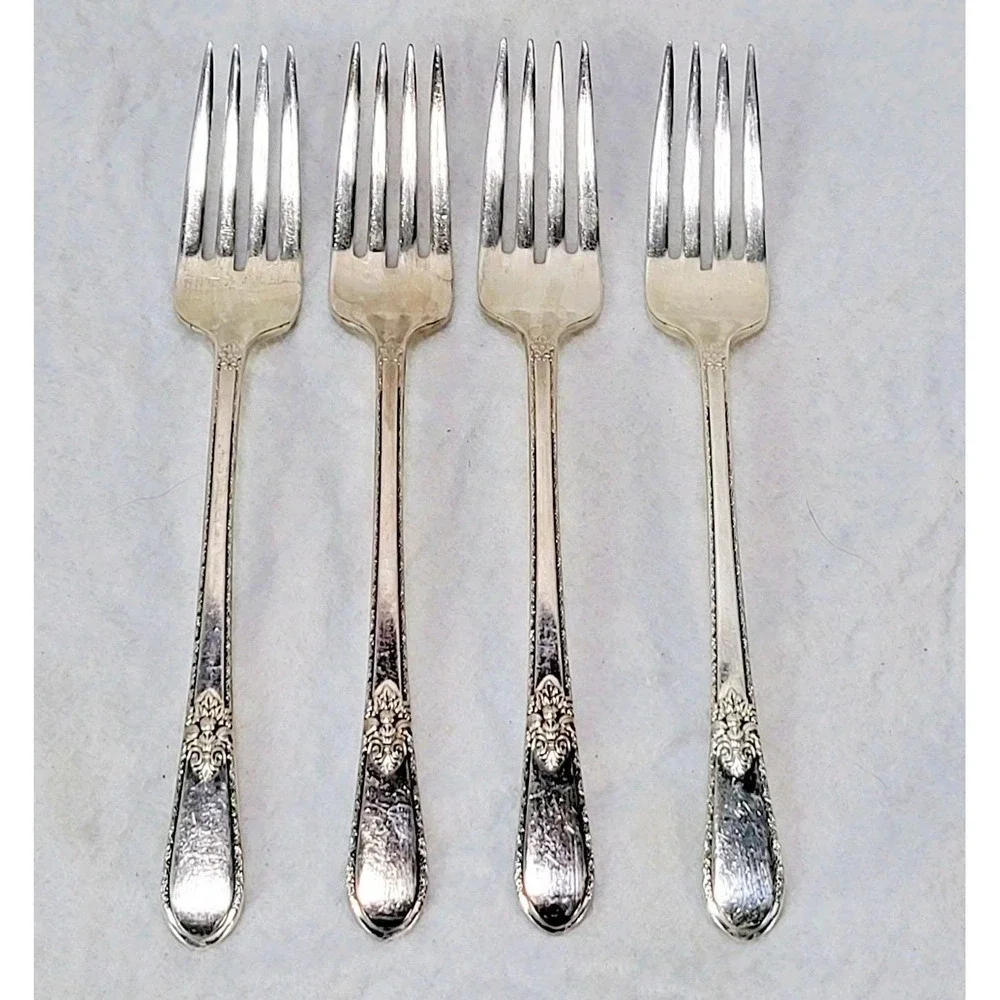 1847 Rogers Bros Adoration Lot of 4 Dinner Forks International Silver Plate